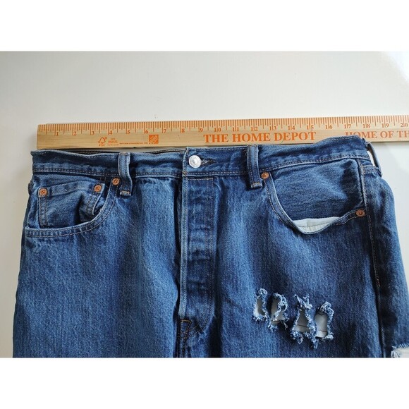 Denim Chaps LEVI 501 WOMEN Custom Cut Biker PUNK Jeans Distressed Custom 36x34 - Picture 10 of 14